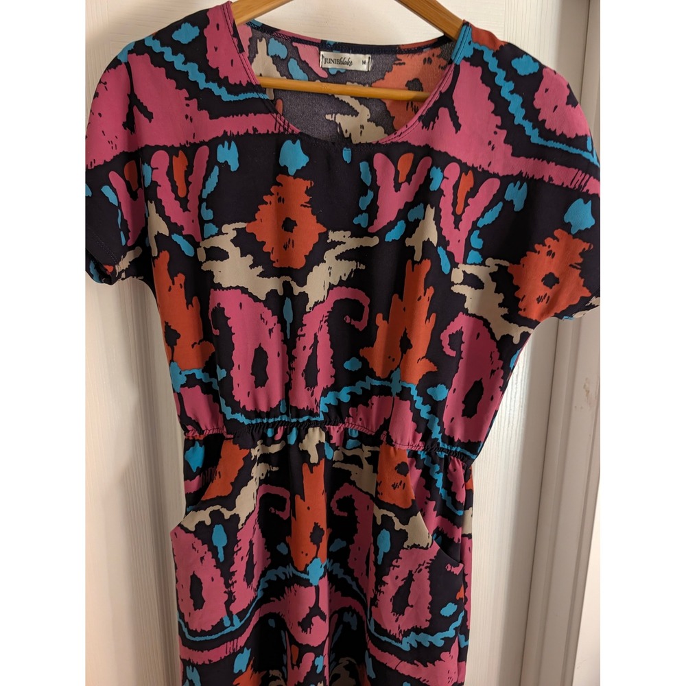 Junie Blake Dreamlight Collection Abstract Print Elastic Waist Day Dress Medium - Picture 3 of 5